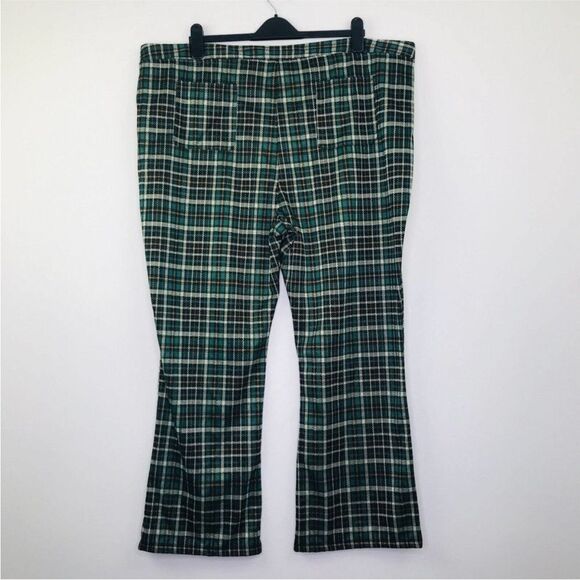 BP Women's 1X NWOT Pants Green Julia Plaid Flare O-Ring Zip High Rise - Picture 4 of 14
